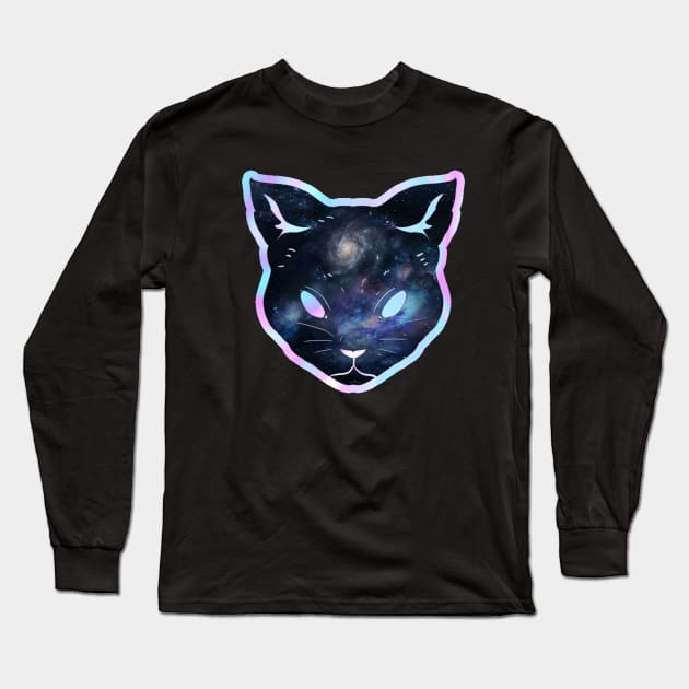 Prismatic iridescent milky way space cat Long Sleeve T-Shirt by LukjanovArt